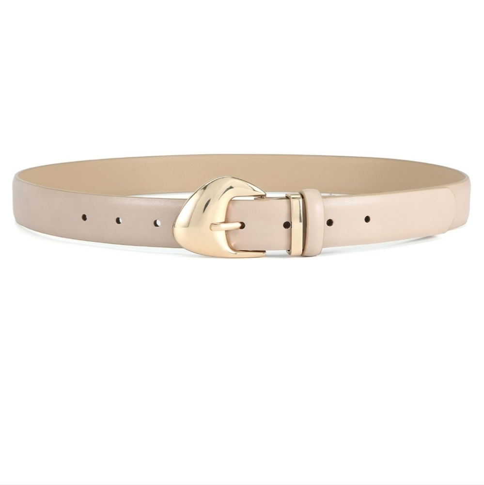 Designer Look Women's Gold Buckle Faux Leather Belt for Jeans Dress Pants NEW